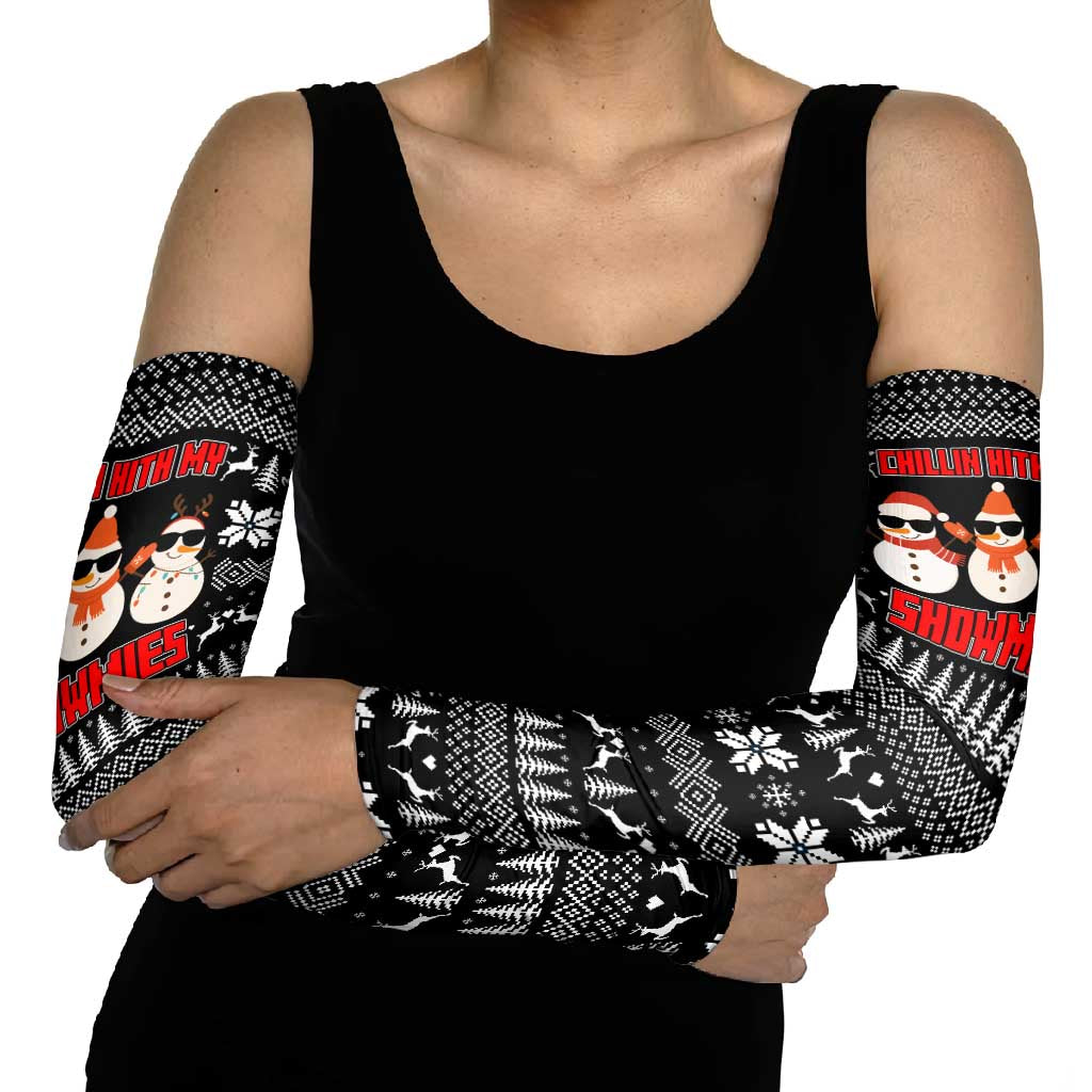 Chillin With My Snowmies Christmas Arm Sleeves Xmas Holiday Patterns - Wonder Print Shop