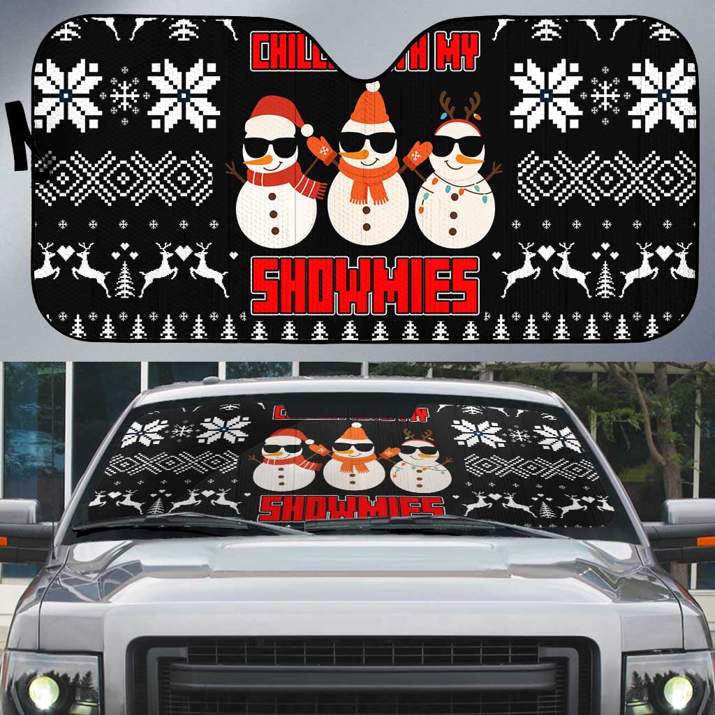 Chillin With My Snowmies Christmas Auto Sun Shade Xmas Holiday Patterns - Wonder Print Shop
