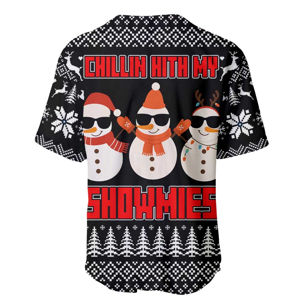 Chillin With My Snowmies Christmas Baseball Jersey Xmas Holiday Patterns - Wonder Print Shop