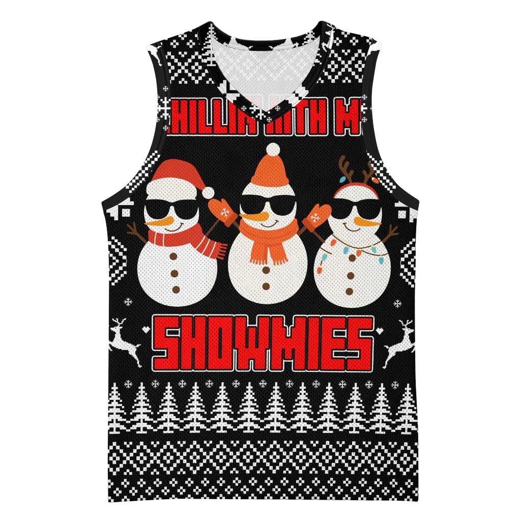 Chillin With My Snowmies Christmas Basketball Jersey Xmas Holiday Patterns - Wonder Print Shop
