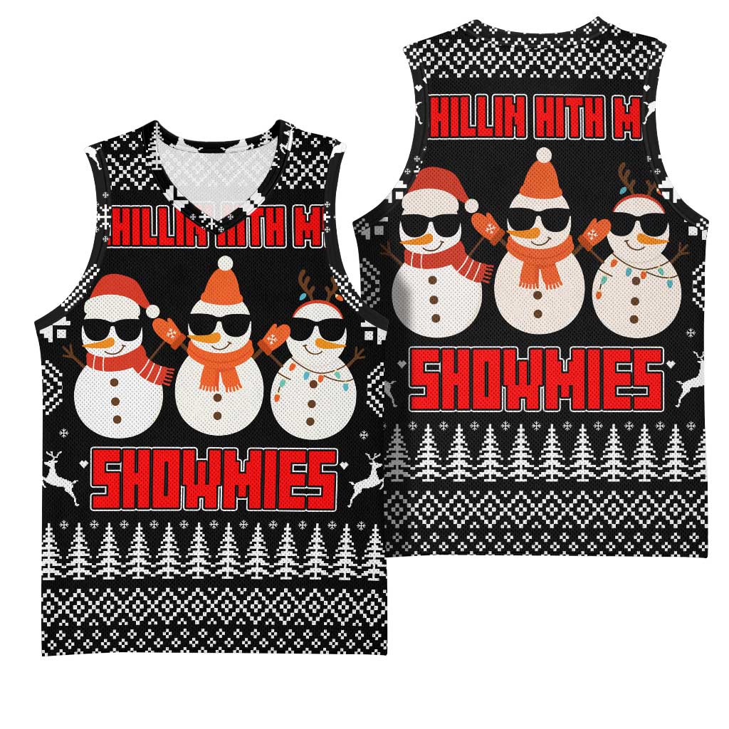 Chillin With My Snowmies Christmas Basketball Jersey Xmas Holiday Patterns - Wonder Print Shop