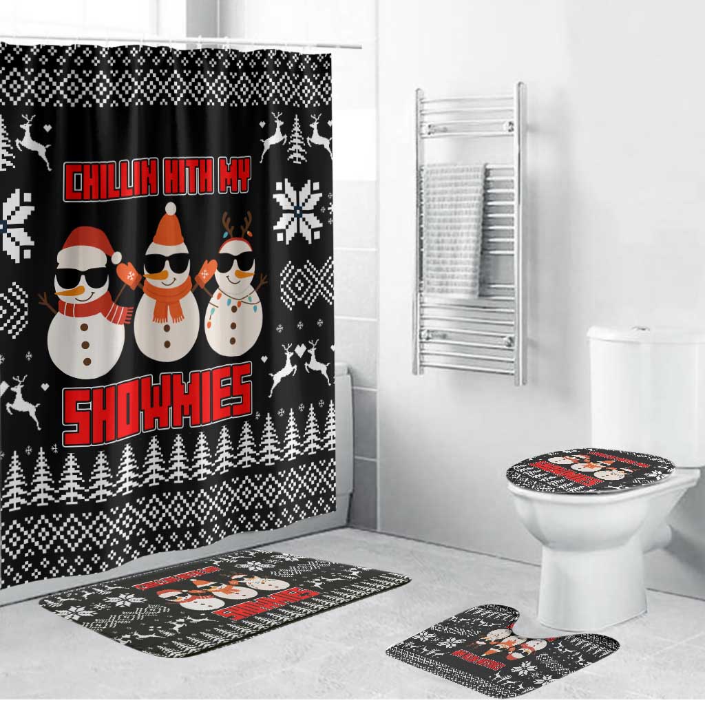 Chillin With My Snowmies Christmas Bathroom Set Xmas Holiday Patterns - Wonder Print Shop