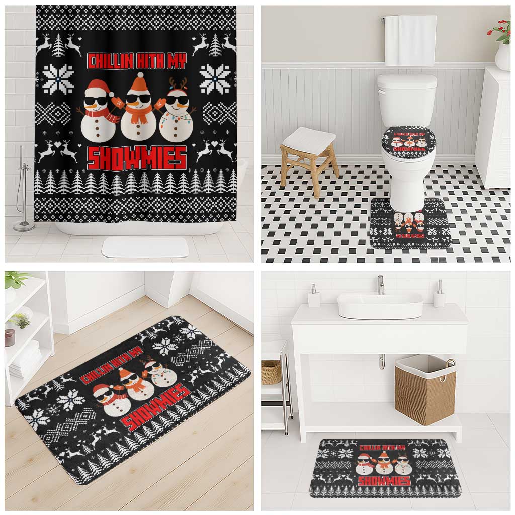 Chillin With My Snowmies Christmas Bathroom Set Xmas Holiday Patterns - Wonder Print Shop