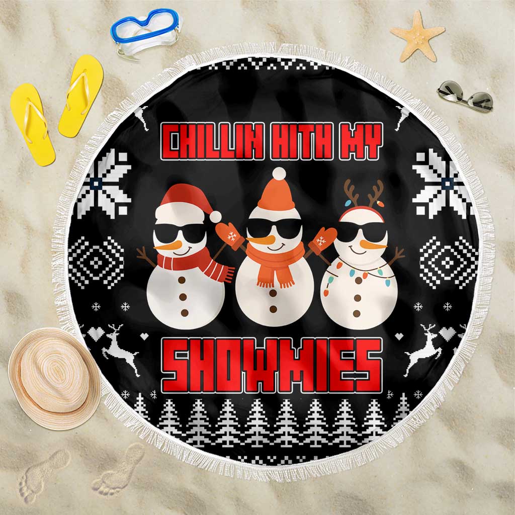 Chillin With My Snowmies Christmas Beach Blanket Xmas Holiday Patterns - Wonder Print Shop
