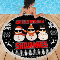 Chillin With My Snowmies Christmas Beach Blanket Xmas Holiday Patterns - Wonder Print Shop
