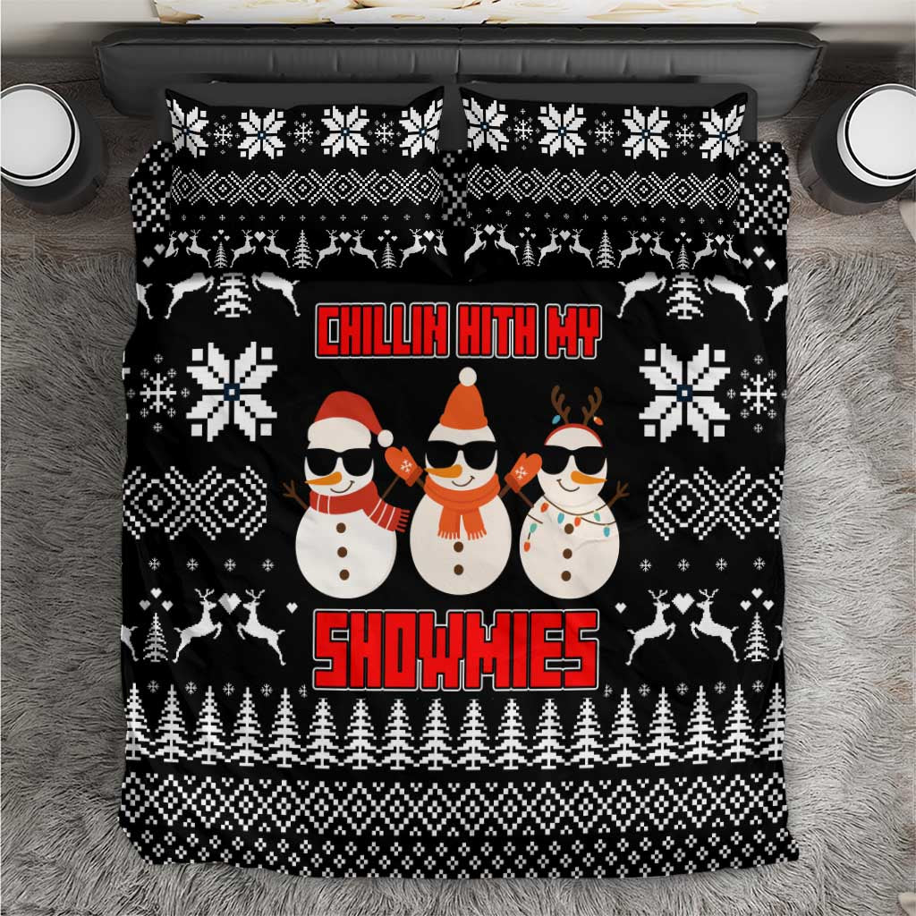 Chillin With My Snowmies Christmas Bedding Set Xmas Holiday Patterns - Wonder Print Shop