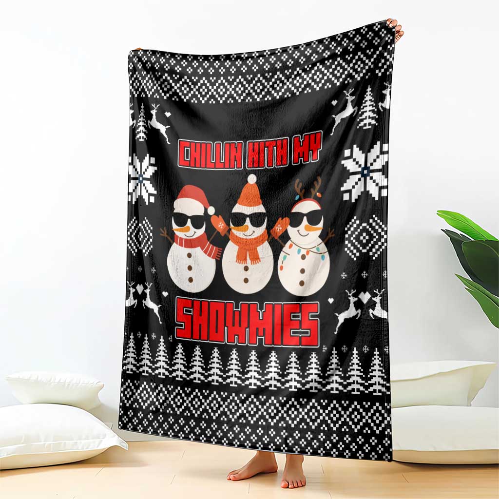 Chillin With My Snowmies Christmas Blanket Xmas Holiday Patterns - Wonder Print Shop