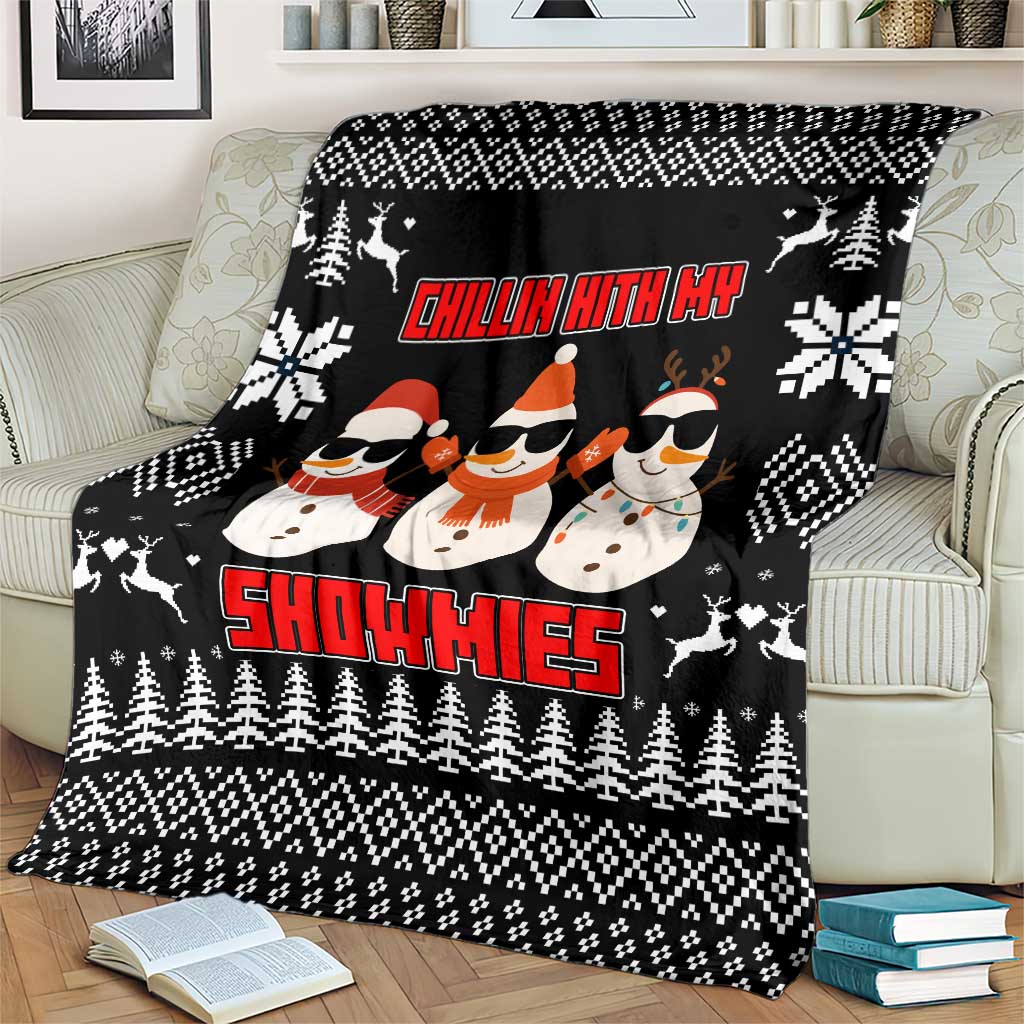 Chillin With My Snowmies Christmas Blanket Xmas Holiday Patterns - Wonder Print Shop