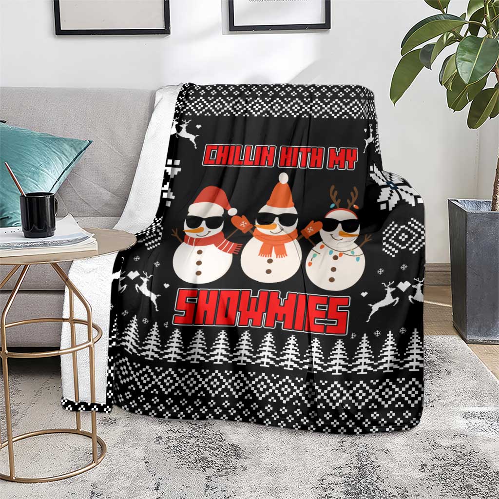Chillin With My Snowmies Christmas Blanket Xmas Holiday Patterns - Wonder Print Shop