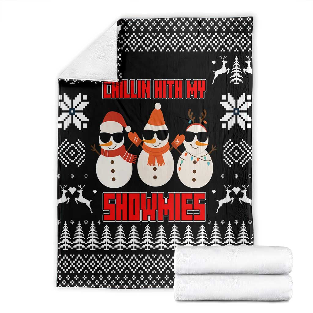 Chillin With My Snowmies Christmas Blanket Xmas Holiday Patterns - Wonder Print Shop
