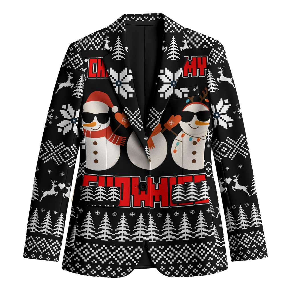 Chillin With My Snowmies Christmas Blazer Xmas Holiday Patterns - Wonder Print Shop