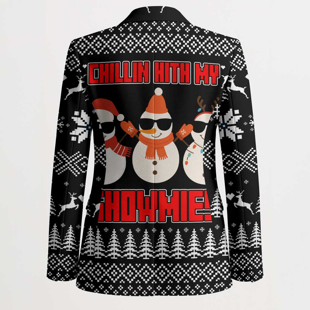 Chillin With My Snowmies Christmas Blazer Xmas Holiday Patterns - Wonder Print Shop
