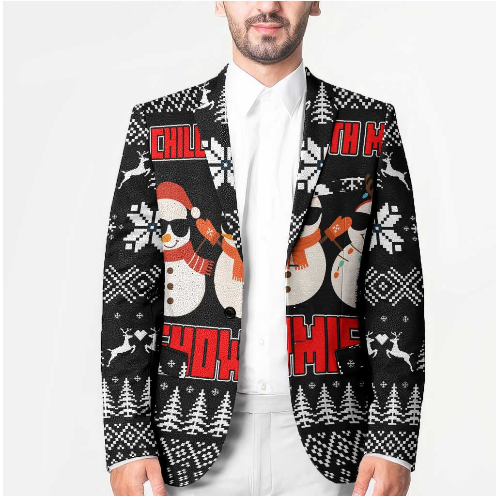 Chillin With My Snowmies Christmas Blazer Xmas Holiday Patterns - Wonder Print Shop