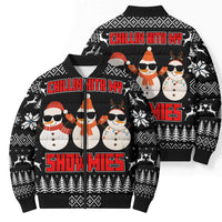 Chillin With My Snowmies Christmas Bomber Puffer Jacket Xmas Holiday Patterns - Wonder Print Shop