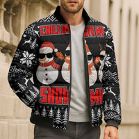 Chillin With My Snowmies Christmas Bomber Puffer Jacket Xmas Holiday Patterns - Wonder Print Shop