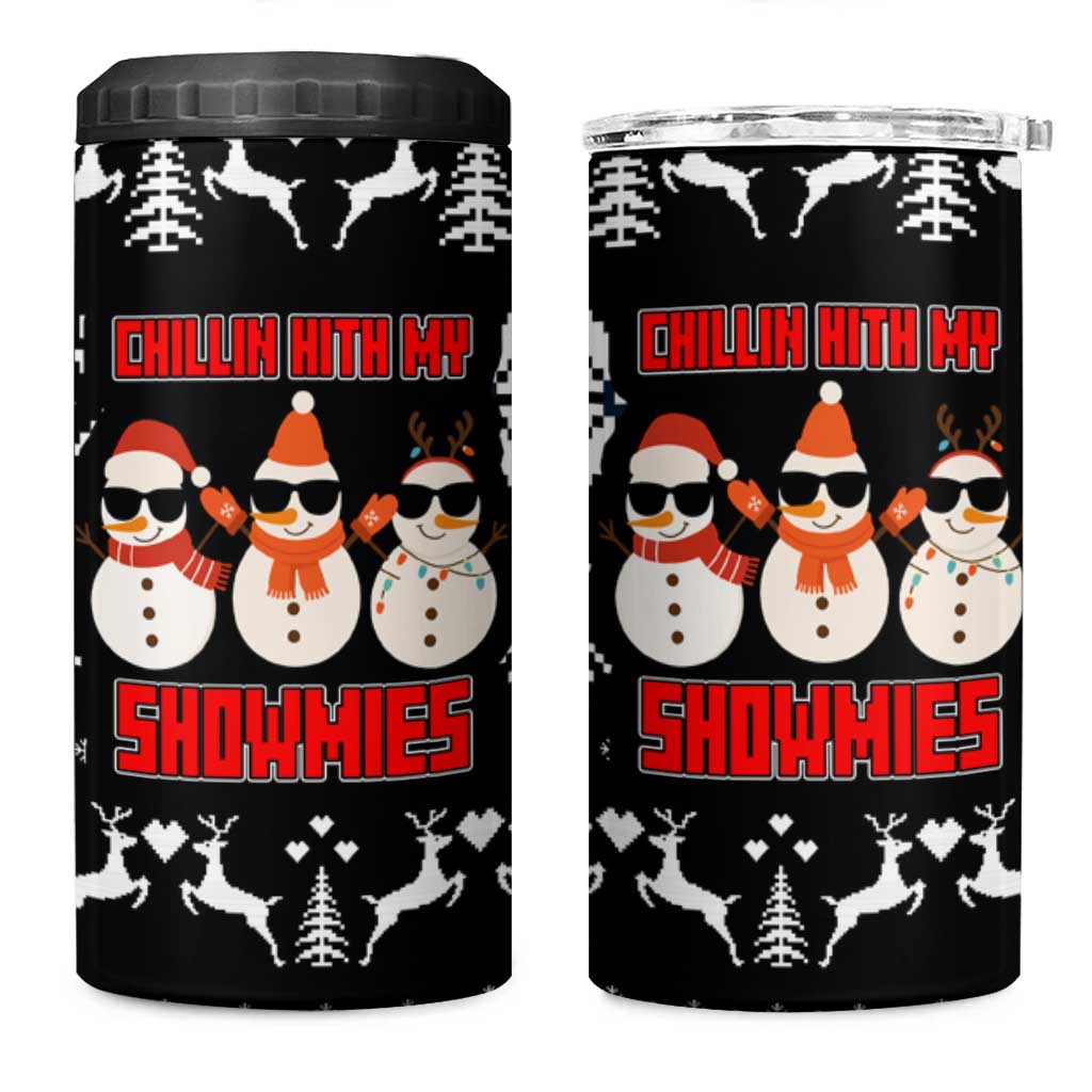 Chillin With My Snowmies Christmas 4 in 1 Can Cooler Tumbler Xmas Holiday Patterns - Wonder Print Shop