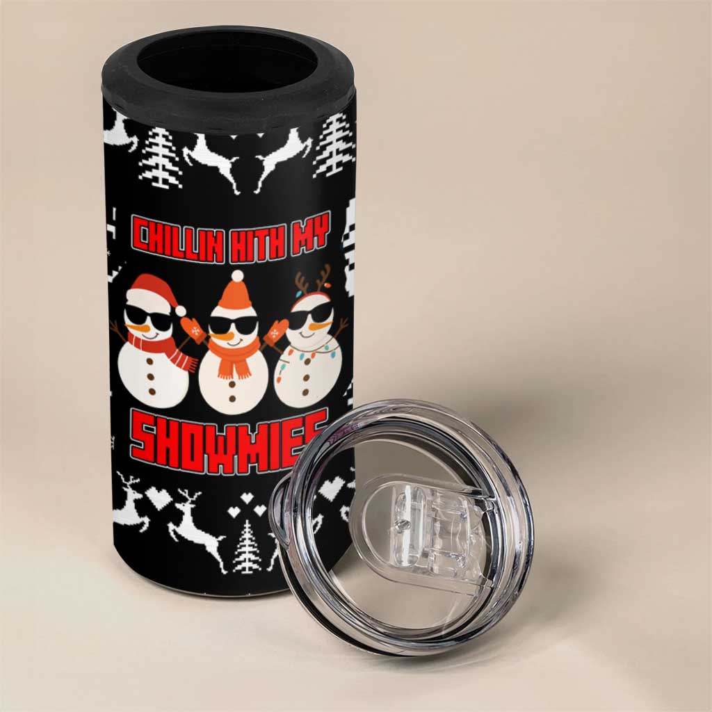 Chillin With My Snowmies Christmas 4 in 1 Can Cooler Tumbler Xmas Holiday Patterns - Wonder Print Shop