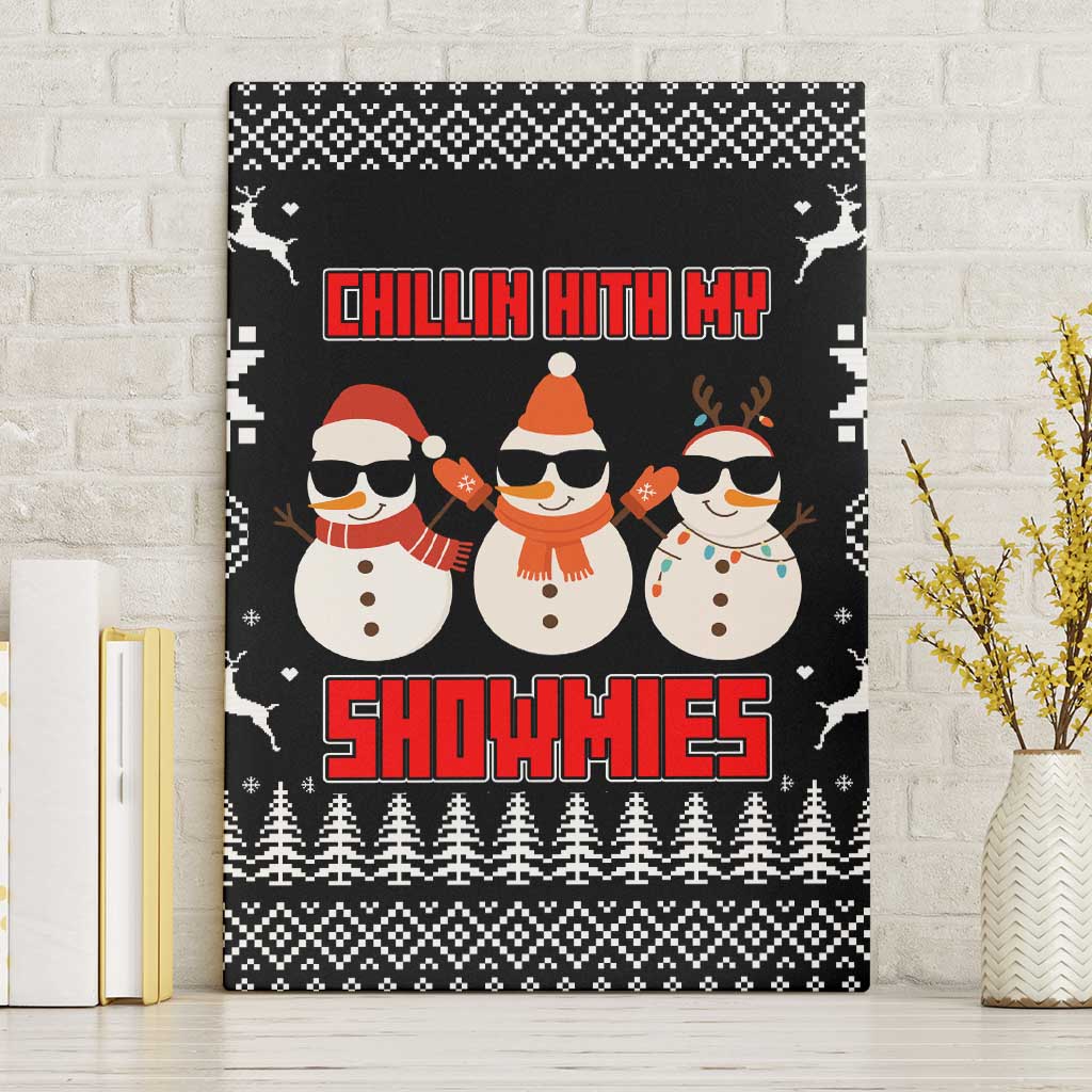 Chillin With My Snowmies Christmas Canvas Wall Art Xmas Holiday Patterns - Wonder Print Shop