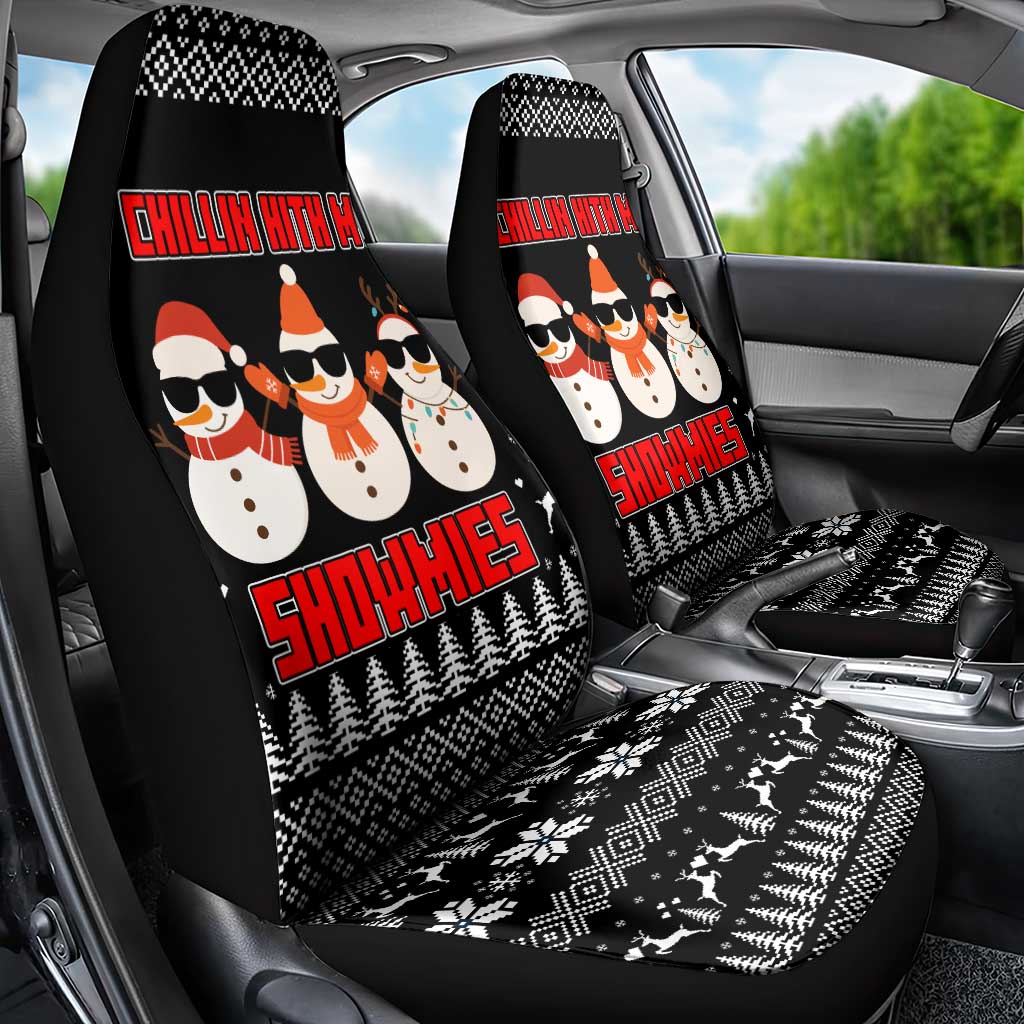 Chillin With My Snowmies Christmas Car Seat Cover Xmas Holiday Patterns - Wonder Print Shop