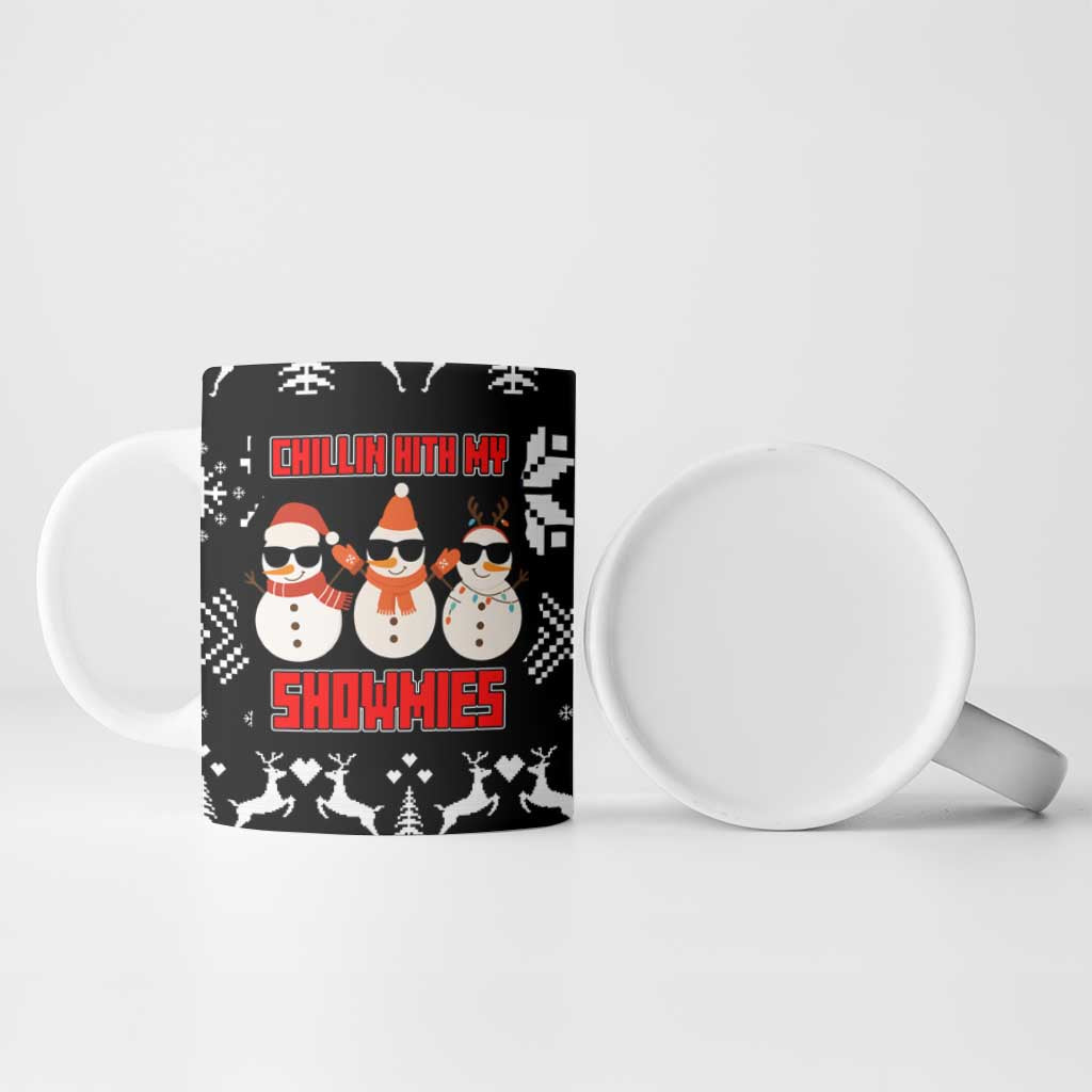 Chillin With My Snowmies Christmas Ceramic Mug Xmas Holiday Patterns - Wonder Print Shop