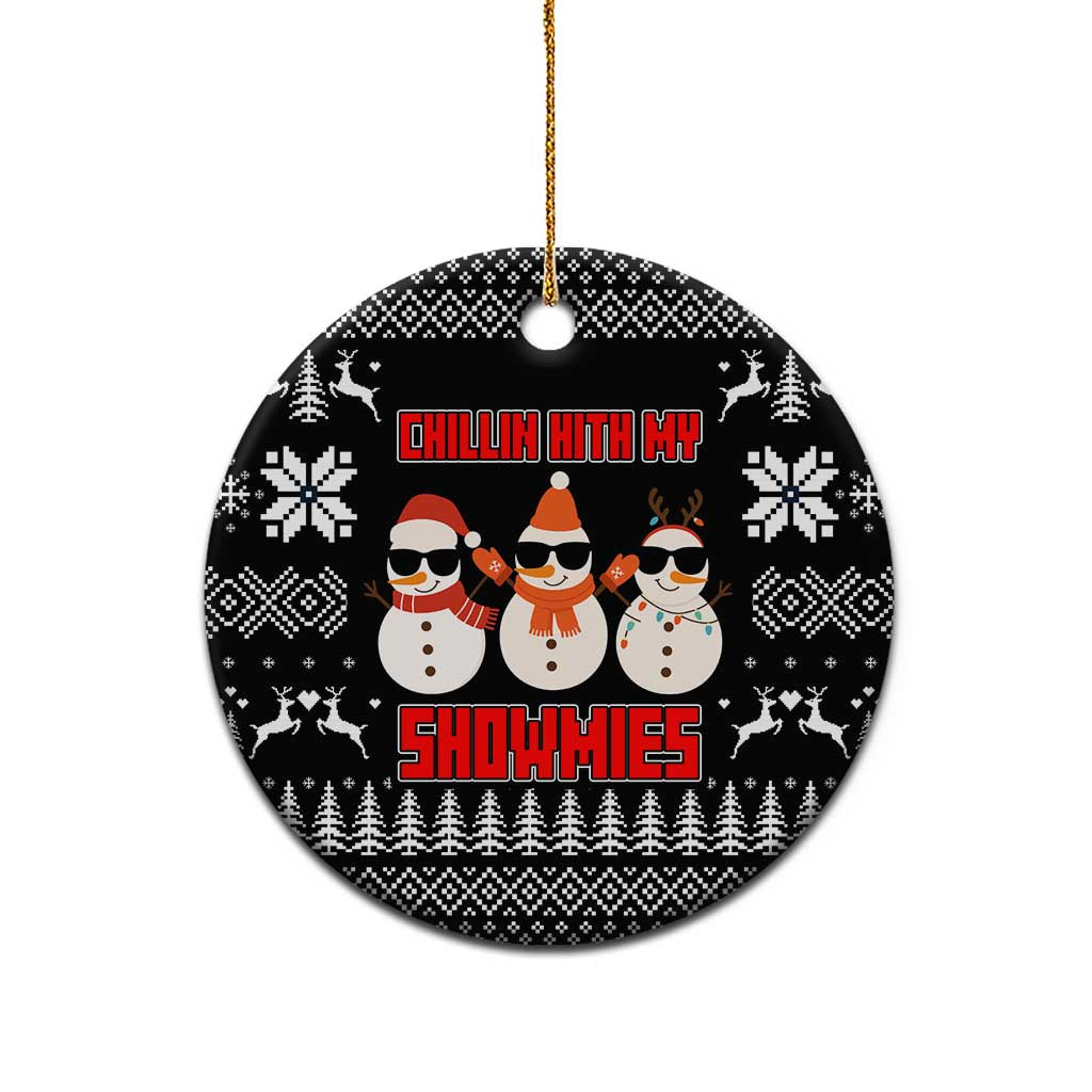 Chillin With My Snowmies Christmas Ceramic Ornament Xmas Holiday Patterns - Wonder Print Shop