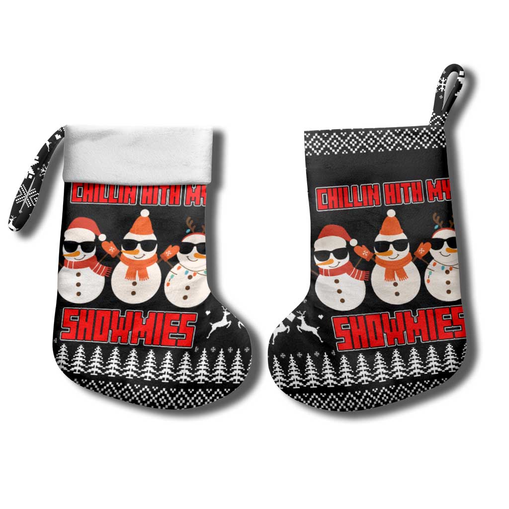 Chillin With My Snowmies Christmas Stocking Xmas Holiday Patterns - Wonder Print Shop