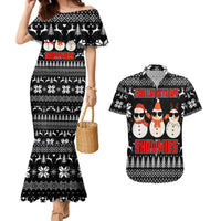 Chillin With My Snowmies Christmas Couples Matching Mermaid Dress and Hawaiian Shirt Xmas Holiday Patterns - Wonder Print Shop