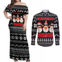Chillin With My Snowmies Christmas Couples Matching Off Shoulder Maxi Dress and Long Sleeve Button Shirt Xmas Holiday Patterns - Wonder Print Shop
