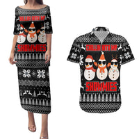 Chillin With My Snowmies Christmas Couples Matching Puletasi and Hawaiian Shirt Xmas Holiday Patterns - Wonder Print Shop