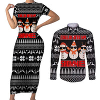 Chillin With My Snowmies Christmas Couples Matching Short Sleeve Bodycon Dress and Long Sleeve Button Shirt Xmas Holiday Patterns - Wonder Print Shop