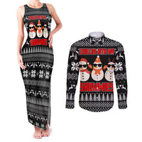 Chillin With My Snowmies Christmas Couples Matching Tank Maxi Dress and Long Sleeve Button Shirt Xmas Holiday Patterns - Wonder Print Shop