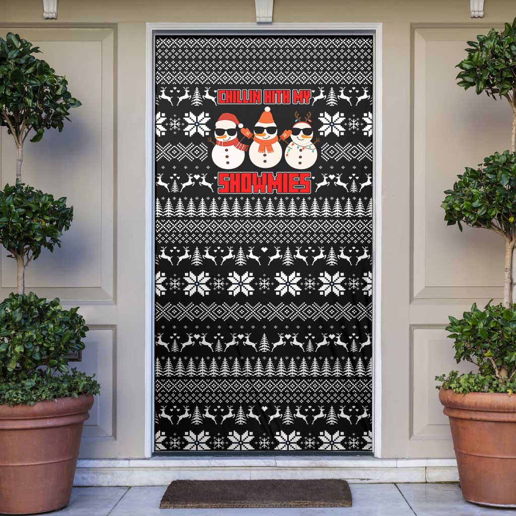 Chillin With My Snowmies Christmas Door Cover Xmas Holiday Patterns - Wonder Print Shop
