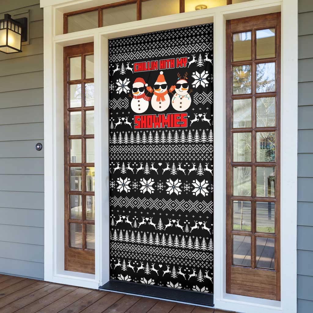 Chillin With My Snowmies Christmas Door Cover Xmas Holiday Patterns - Wonder Print Shop