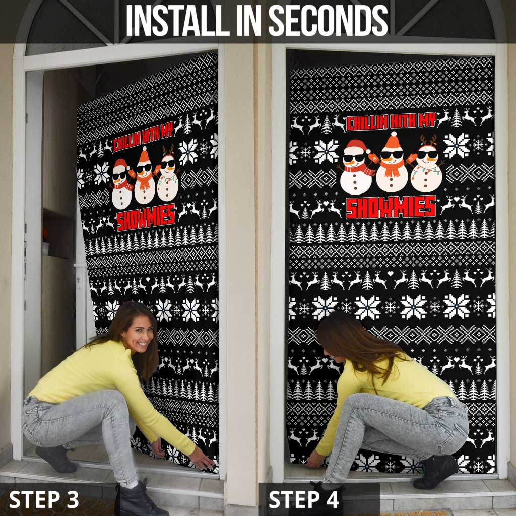 Chillin With My Snowmies Christmas Door Cover Xmas Holiday Patterns - Wonder Print Shop