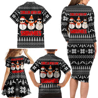 Chillin With My Snowmies Christmas Family Matching Long Sleeve Bodycon Dress and Hawaiian Shirt Xmas Holiday Patterns - Wonder Print Shop