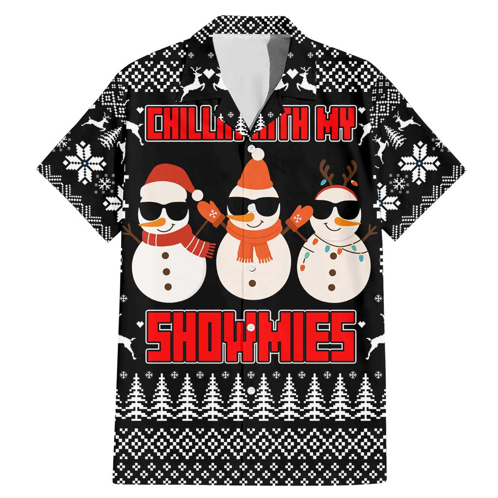 Chillin With My Snowmies Christmas Family Matching Mermaid Dress and Hawaiian Shirt Xmas Holiday Patterns - Wonder Print Shop