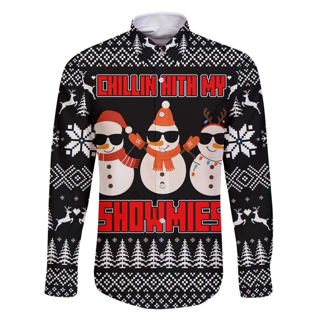 Chillin With My Snowmies Christmas Family Matching Mermaid Dress and Hawaiian Shirt Xmas Holiday Patterns - Wonder Print Shop