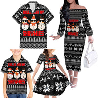 Chillin With My Snowmies Christmas Family Matching Off The Shoulder Long Sleeve Dress and Hawaiian Shirt Xmas Holiday Patterns - Wonder Print Shop