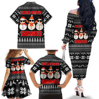 Chillin With My Snowmies Christmas Family Matching Off The Shoulder Long Sleeve Dress and Hawaiian Shirt Xmas Holiday Patterns - Wonder Print Shop