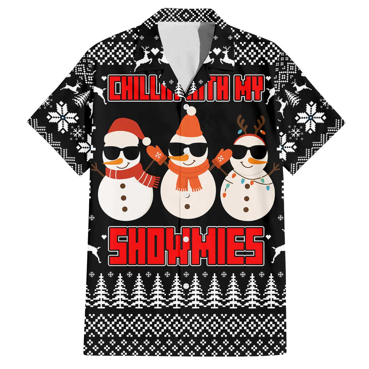 Chillin With My Snowmies Christmas Family Matching Off The Shoulder Long Sleeve Dress and Hawaiian Shirt Xmas Holiday Patterns - Wonder Print Shop