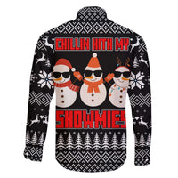 Chillin With My Snowmies Christmas Family Matching Off The Shoulder Long Sleeve Dress and Hawaiian Shirt Xmas Holiday Patterns - Wonder Print Shop