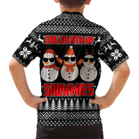 Chillin With My Snowmies Christmas Family Matching Off Shoulder Short Dress and Hawaiian Shirt Xmas Holiday Patterns - Wonder Print Shop