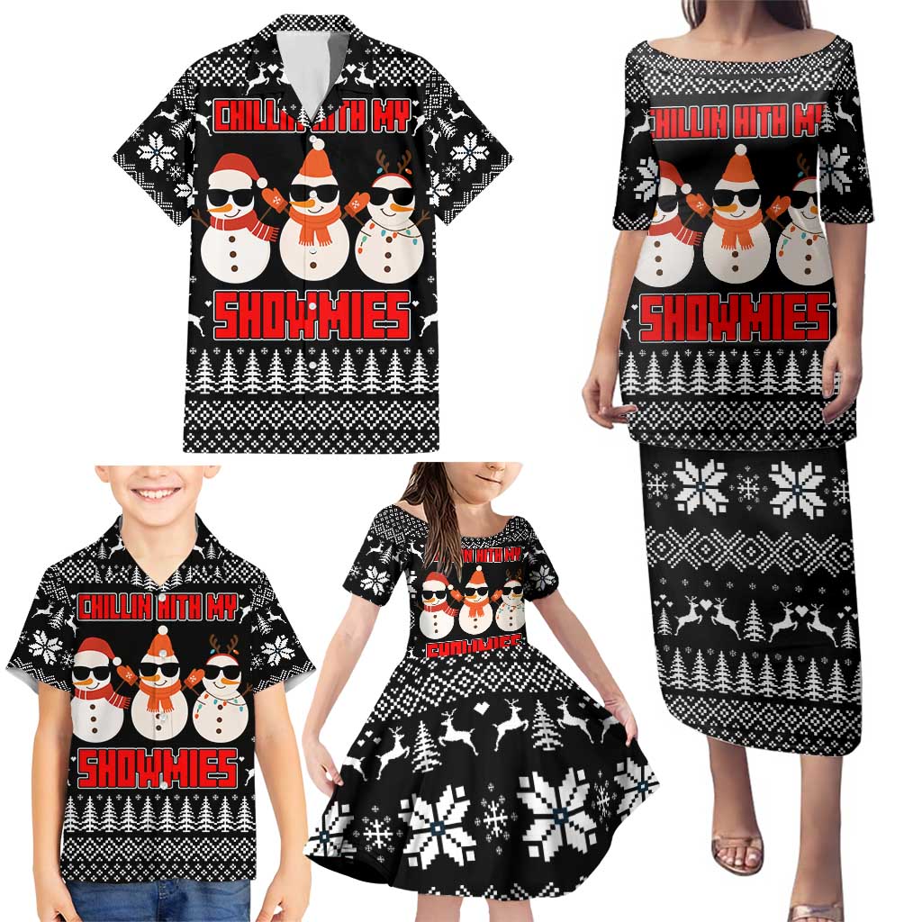 Chillin With My Snowmies Christmas Family Matching Puletasi and Hawaiian Shirt Xmas Holiday Patterns - Wonder Print Shop