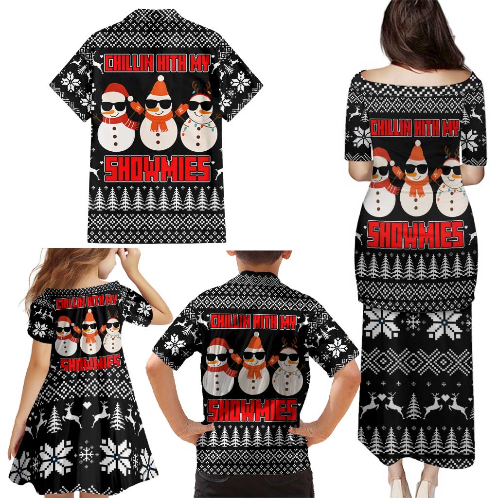 Chillin With My Snowmies Christmas Family Matching Puletasi and Hawaiian Shirt Xmas Holiday Patterns - Wonder Print Shop