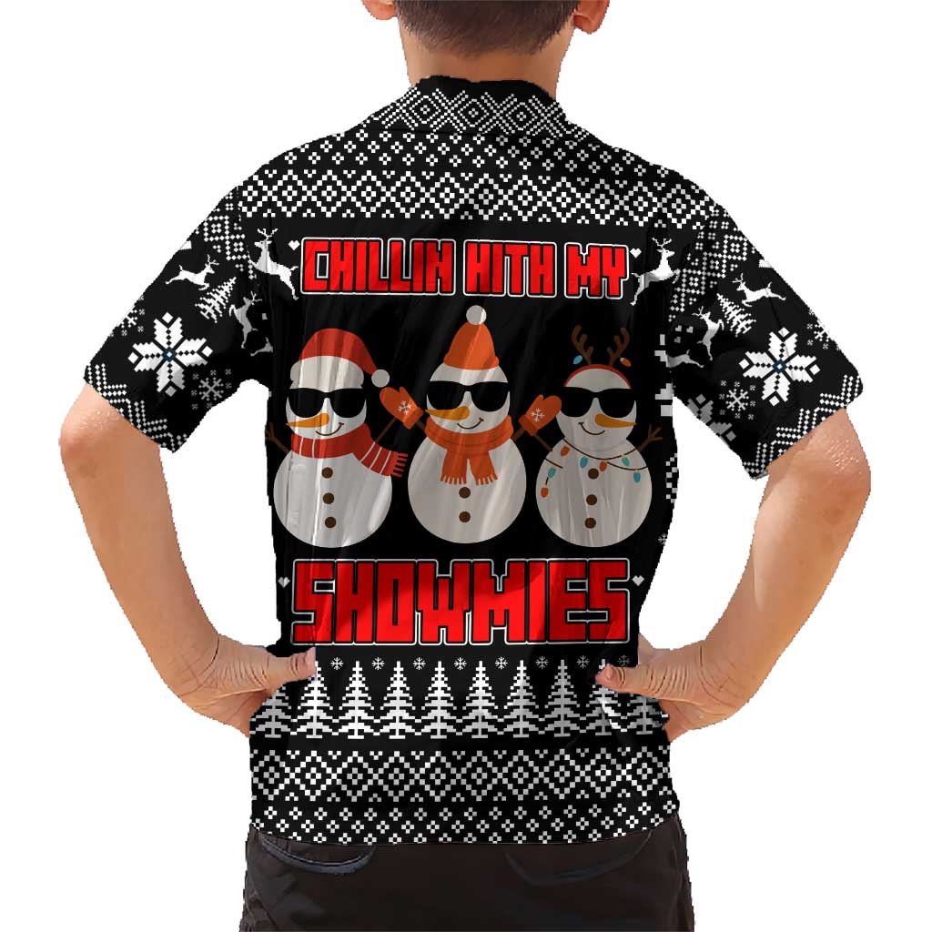 Chillin With My Snowmies Christmas Family Matching Short Sleeve Bodycon Dress and Hawaiian Shirt Xmas Holiday Patterns - Wonder Print Shop