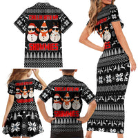 Chillin With My Snowmies Christmas Family Matching Short Sleeve Bodycon Dress and Hawaiian Shirt Xmas Holiday Patterns - Wonder Print Shop