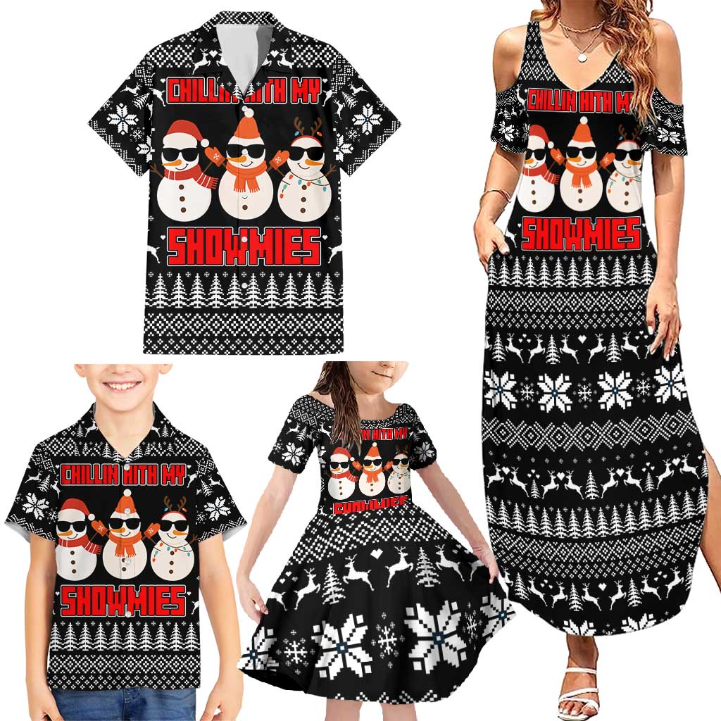 Chillin With My Snowmies Christmas Family Matching Summer Maxi Dress and Hawaiian Shirt Xmas Holiday Patterns - Wonder Print Shop
