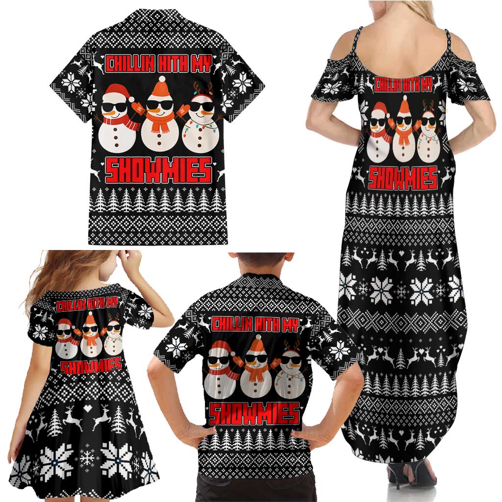 Chillin With My Snowmies Christmas Family Matching Summer Maxi Dress and Hawaiian Shirt Xmas Holiday Patterns - Wonder Print Shop