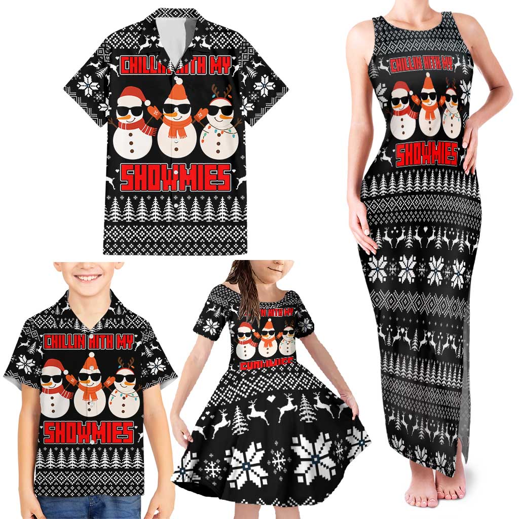 Chillin With My Snowmies Christmas Family Matching Tank Maxi Dress and Hawaiian Shirt Xmas Holiday Patterns - Wonder Print Shop