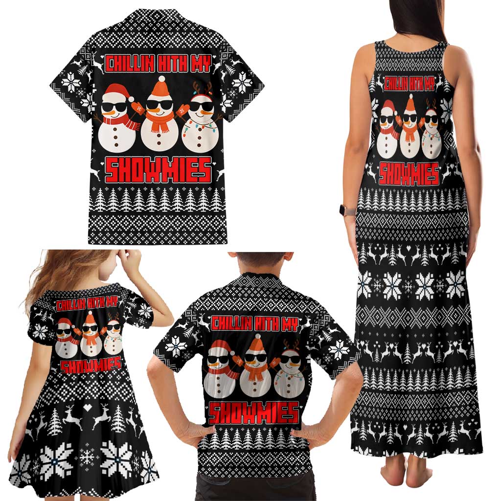 Chillin With My Snowmies Christmas Family Matching Tank Maxi Dress and Hawaiian Shirt Xmas Holiday Patterns - Wonder Print Shop